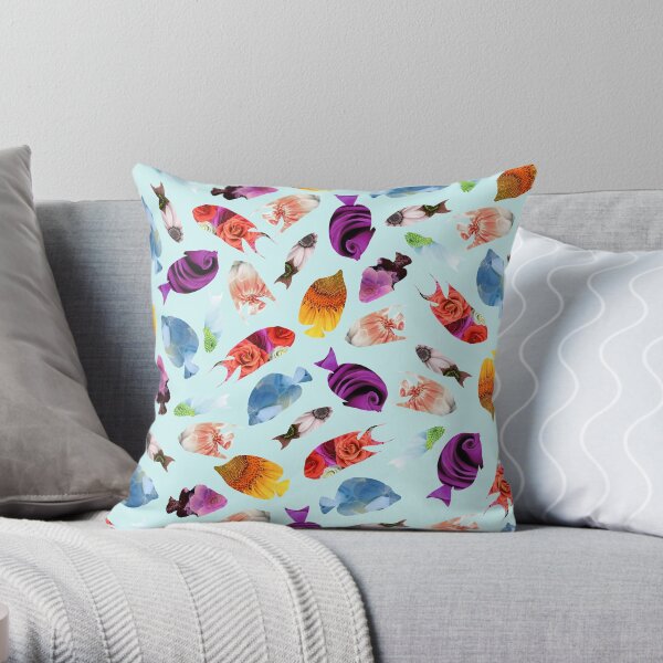 Fish shaped Flowers Throw Pillow