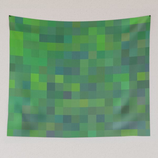 Item preview, geometric square pixel pattern abstract in green and blue designed and sold by Mrvell.