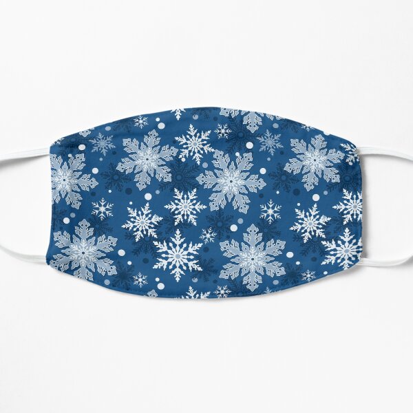 Whimsical Classic Blue Snowflake Pattern Winter Flat Mask