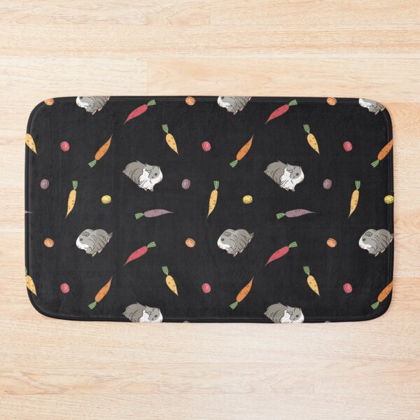 Item preview, Carrots and Silkie Guinea Pigs Pattern in Black Background  designed and sold by Miri-Noristudio.