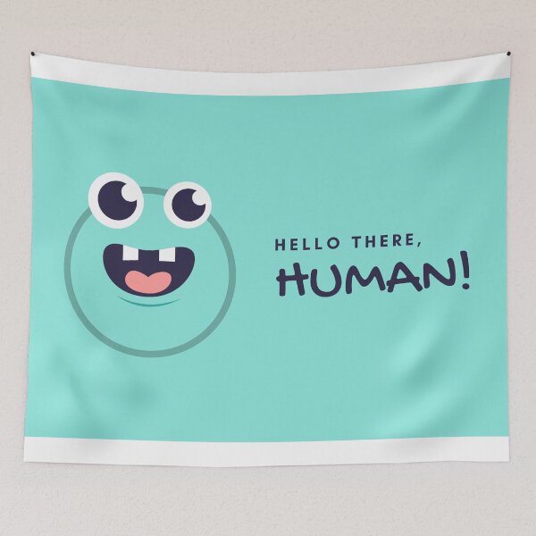 Item preview, Navy and White Monster Hello Human designed and sold by Home and Office.