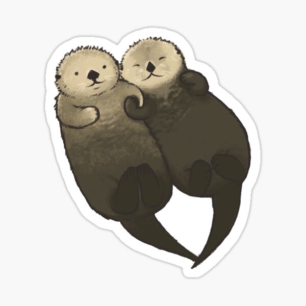 Significant Otters - Otters Holding Hands Glossy Sticker