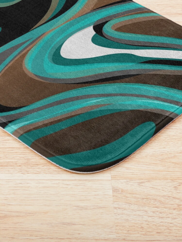 Liquify – Brown, Turquoise, Teal, Black, White Bath Mat for Sale by Elsy's  Art