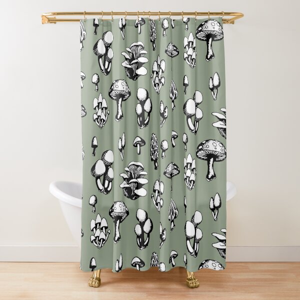 Details about   Mushroom Shower Curtain Leaves Berries Amanita Print for Bathroom 