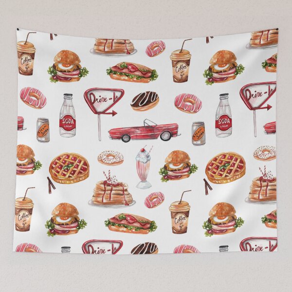 Item preview, Retro Drive In Pattern designed and sold by Laura Lise Wong.