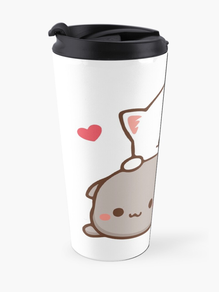 Alternate view of Peach sitting on Goma - Mochi Peach Cat Travel Mug