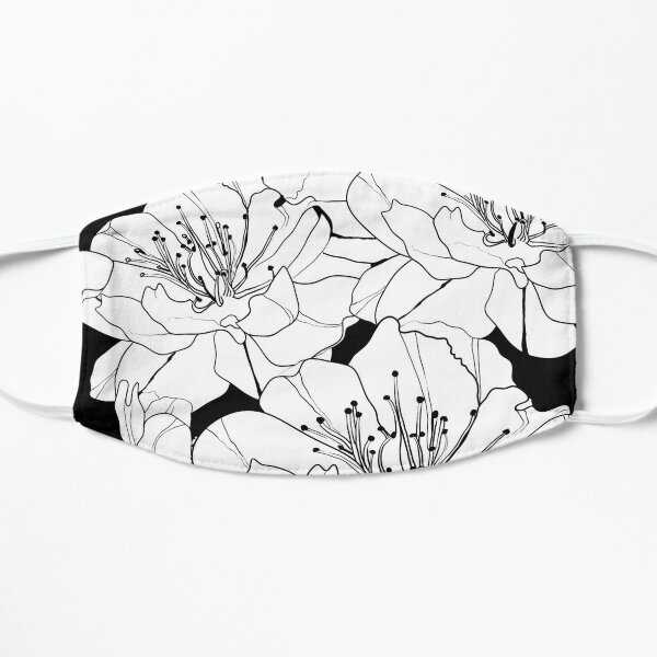 Bold Black and White Floral Flat Mask