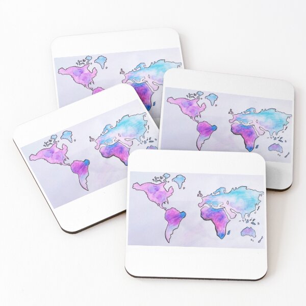Item preview, drawing big watercolor handmade world map on white background designed and sold by narinoush.