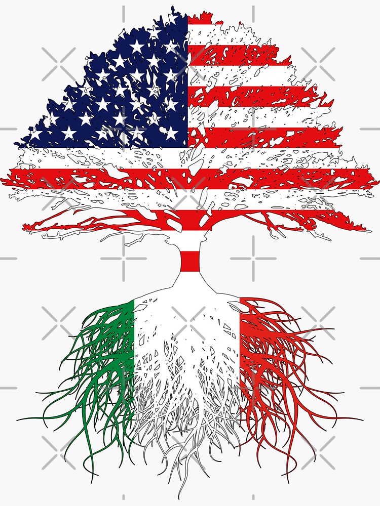 “Italian Roots, Italian American, Italy Grown, Italy USA Flag, Art