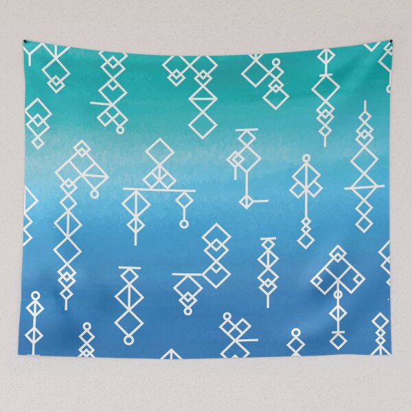 Item preview, Moroccan Kilim Watercolor Blue designed and sold by ivyink studio.