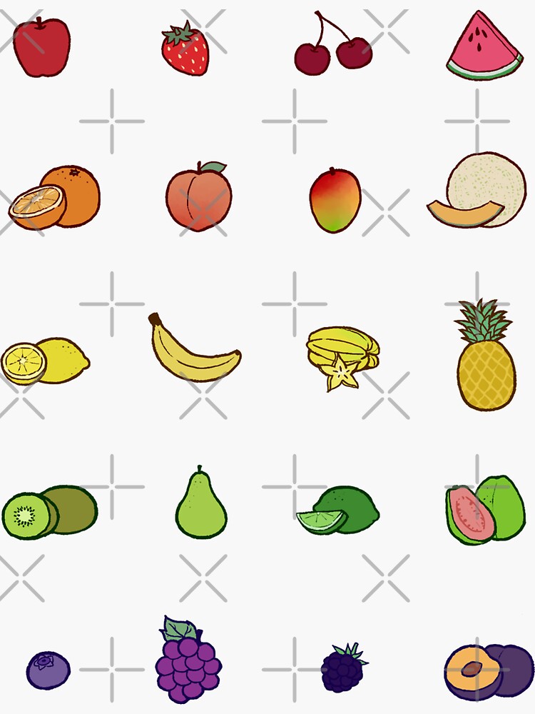 Thumbnail 3 of 3, Sticker, Fruit Set designed and sold by unicronpotato.