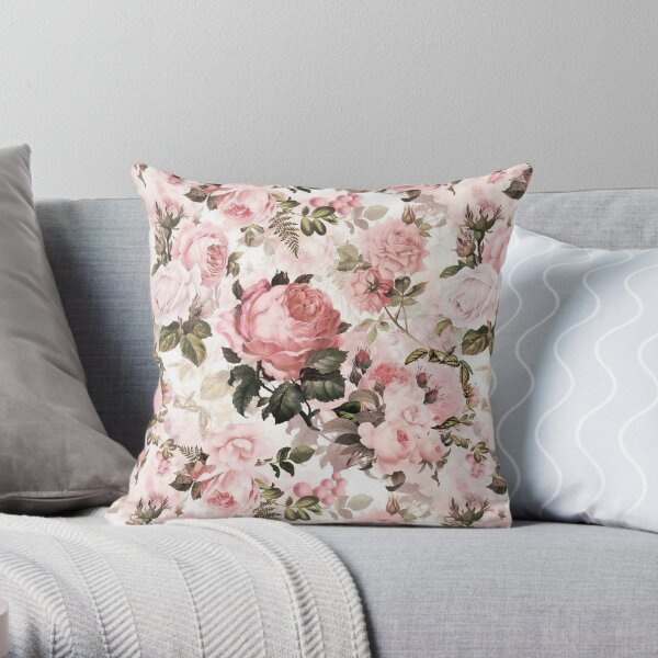 Pink Roses Throw Pillow