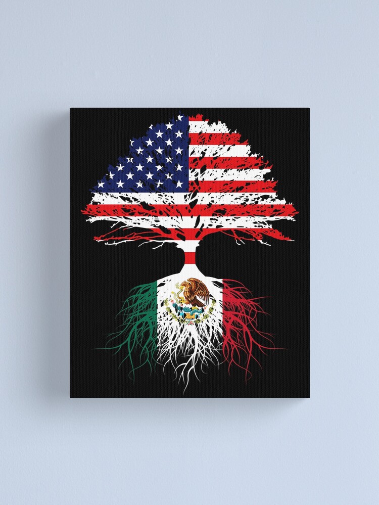 Alternate view of Mexican Roots, Mexican American, Mexico Grown, Mexico USA Flag, Mexico Art Design For Men Women Kids Youth Family Canvas Print