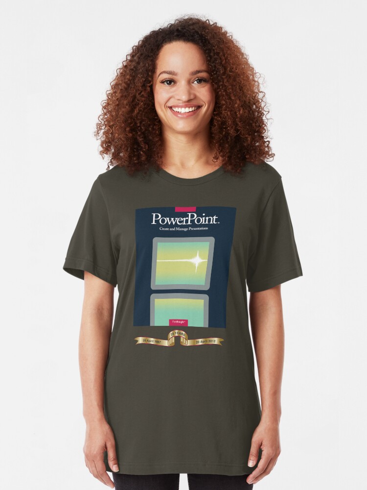 Alternate view of PowerPoint 1.0 for Macintosh, 1987 (25th Anniversary Re-Issue) Slim Fit T-Shirt