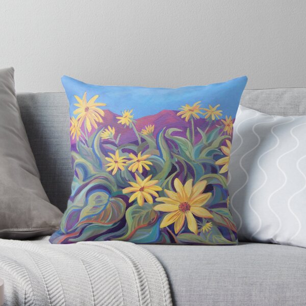 Yellow Balsam Root Throw Pillow