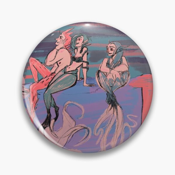 Item preview, Merfolk Under The Pink Moon designed and sold by ArtbyVern.