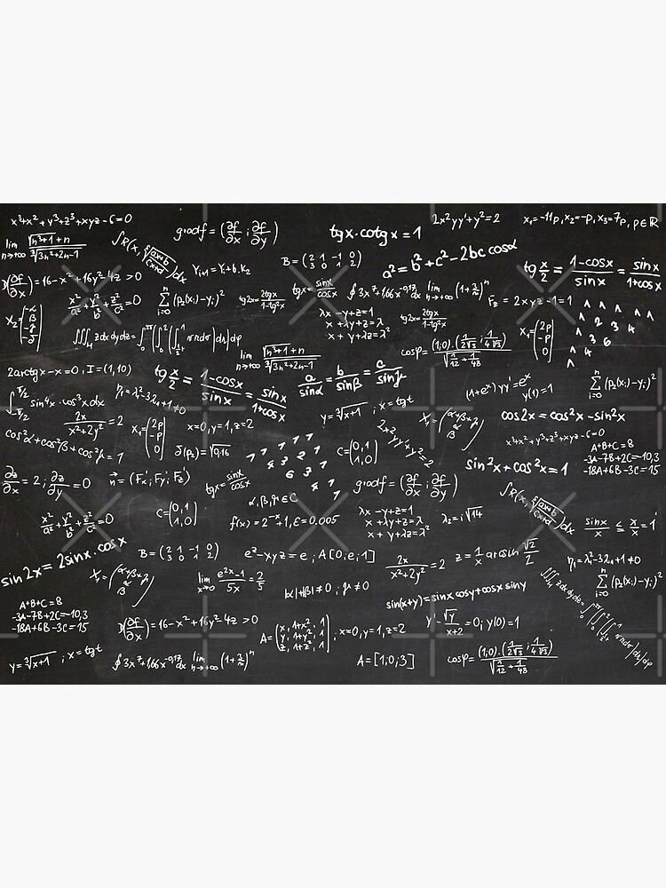 Blackboard With Numbers Math Formulas Mathematics Equations | Art Board  Print