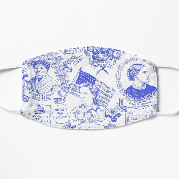 Feminist Pioneers Toile in Royal Blue with Women from Around the World Flat Mask
