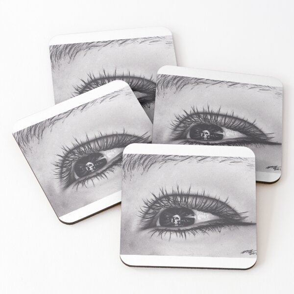 Item preview, Original Realism Charcoal Drawing of Eye with Skull Pupil designed and sold by brittnideweese.