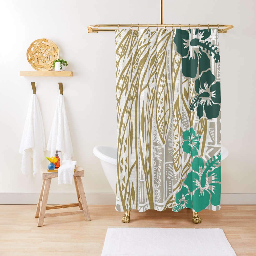 "Hawaiian Samoan Polynesian Tropical Floral Print" Shower Curtain