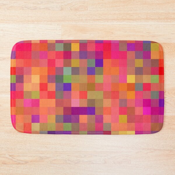 Item preview, geometric square pixel pattern abstract in pink blue yellow designed and sold by Mrvell.