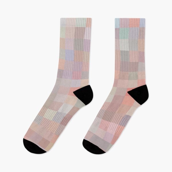 Item preview, geometric square pixel pattern abstract in pink and blue designed and sold by Mrvell.