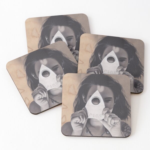 Item preview, Realism Charcoal of Woman with Oujia Piece/Planchette designed and sold by brittnideweese.