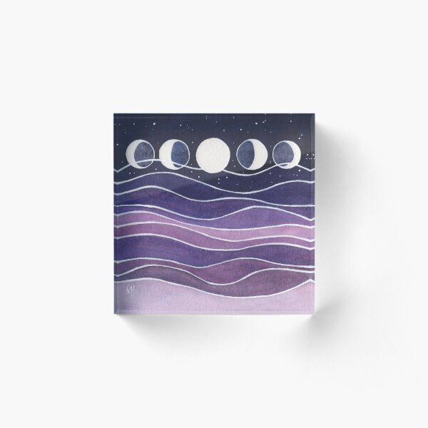 Purple Mountains and Moon Acrylic Block