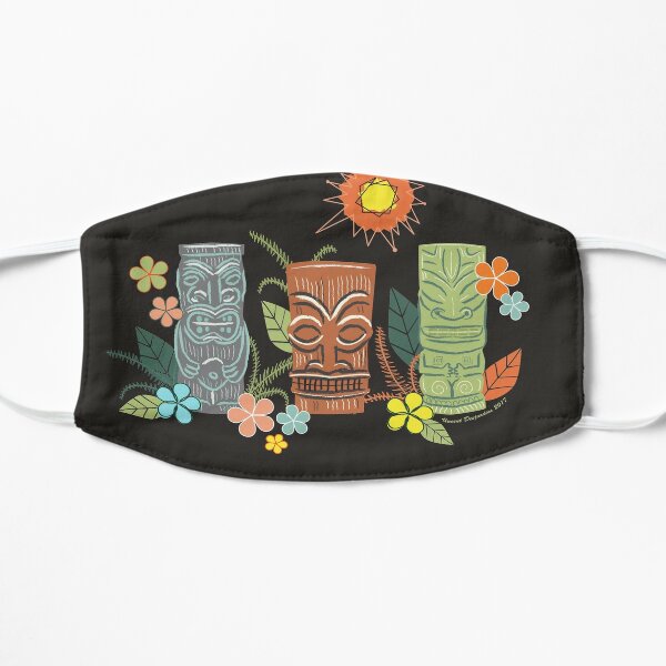 Mid Century Tiki Festival with Flowers and Suns Flat Mask