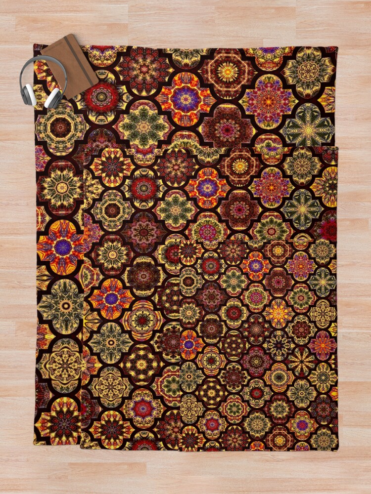 "Moroccan tile golden pattern" Throw Blanket for Sale by redwitchart Redbubble