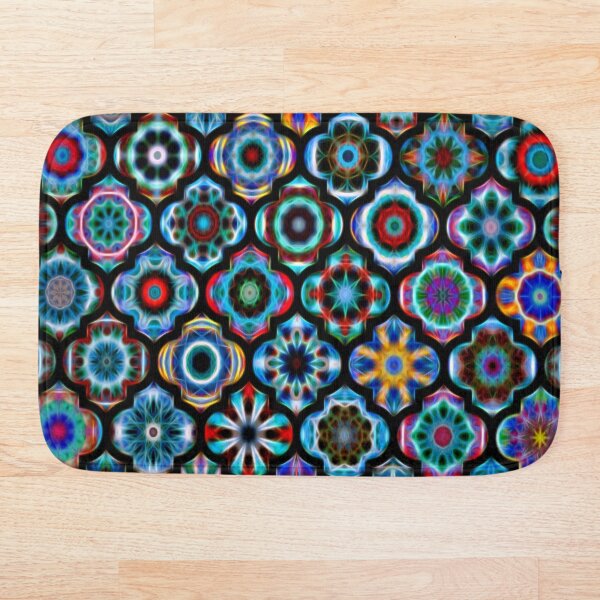Moroccan tile glowing pattern Bath Mat