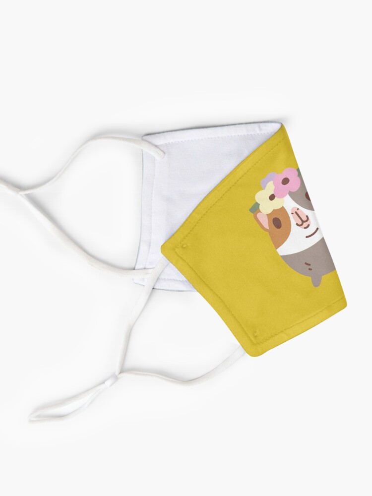 Alternate view of Guinea pig and flowers Pattern Mask