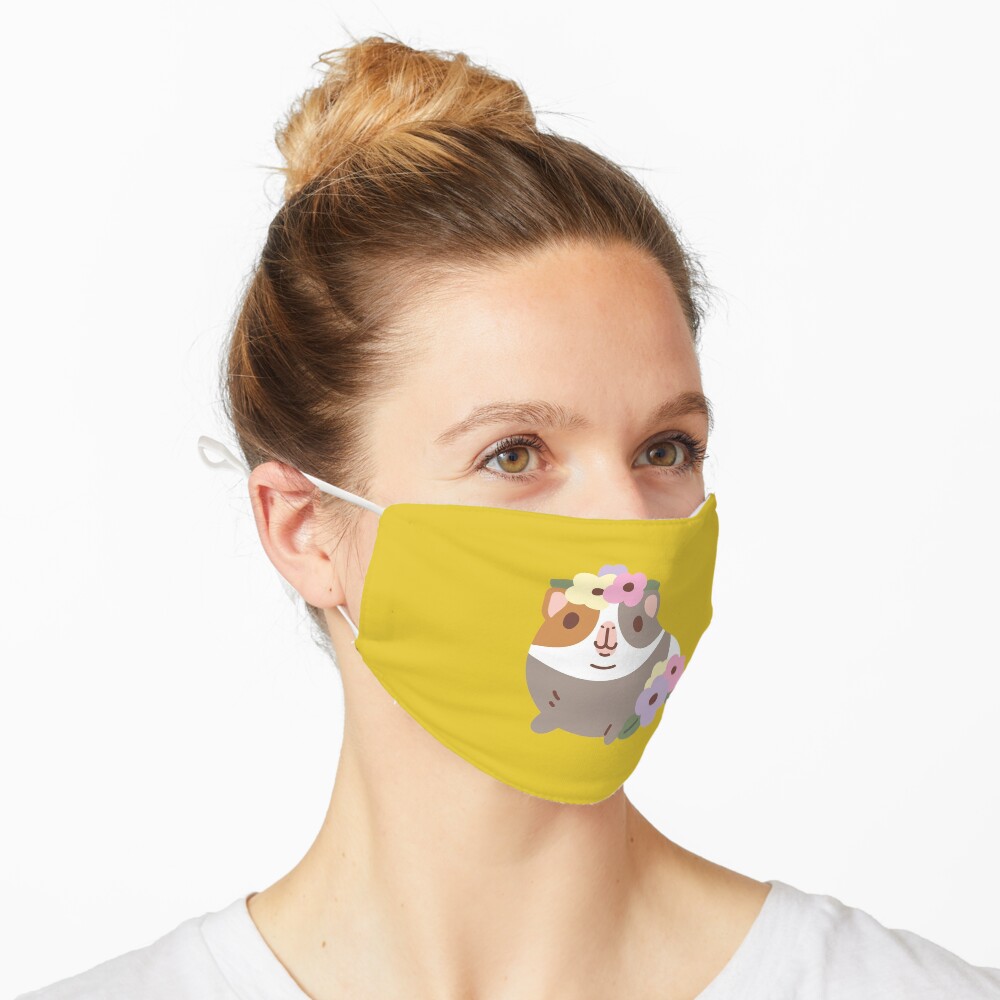 Guinea pig and flowers Pattern Mask