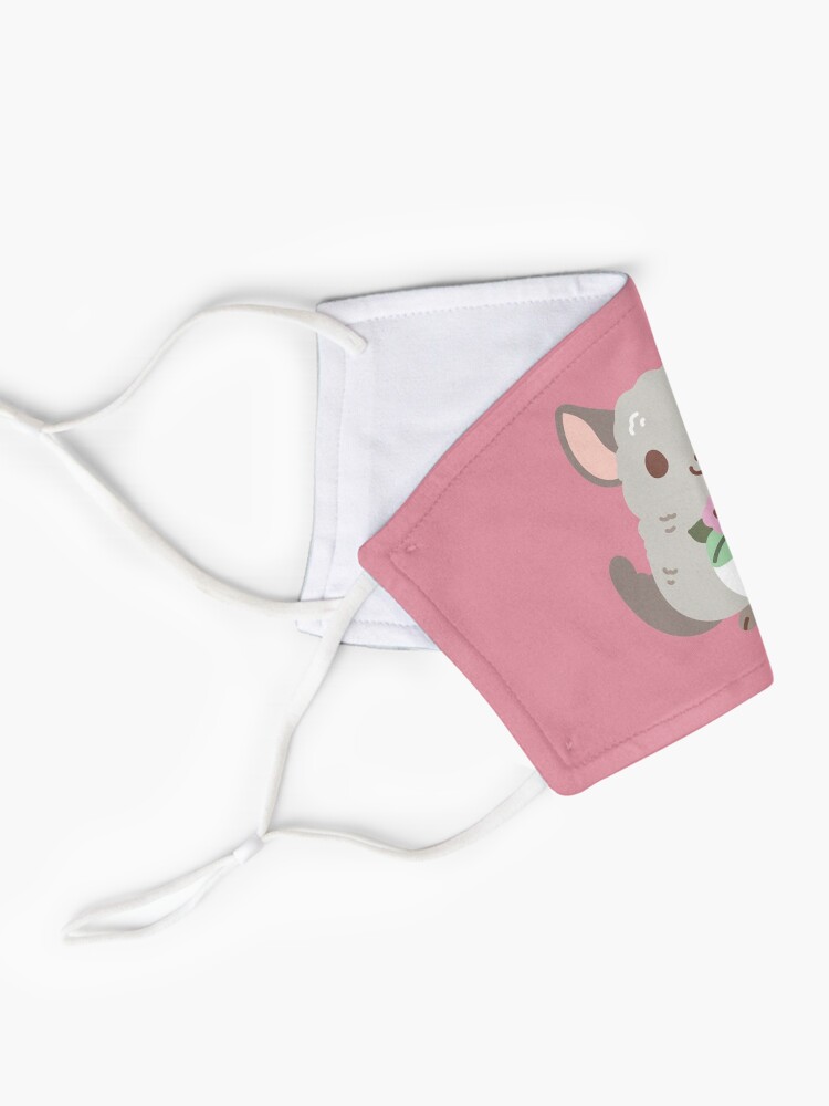 Alternate view of Chinchilla and flowers Pattern Mask