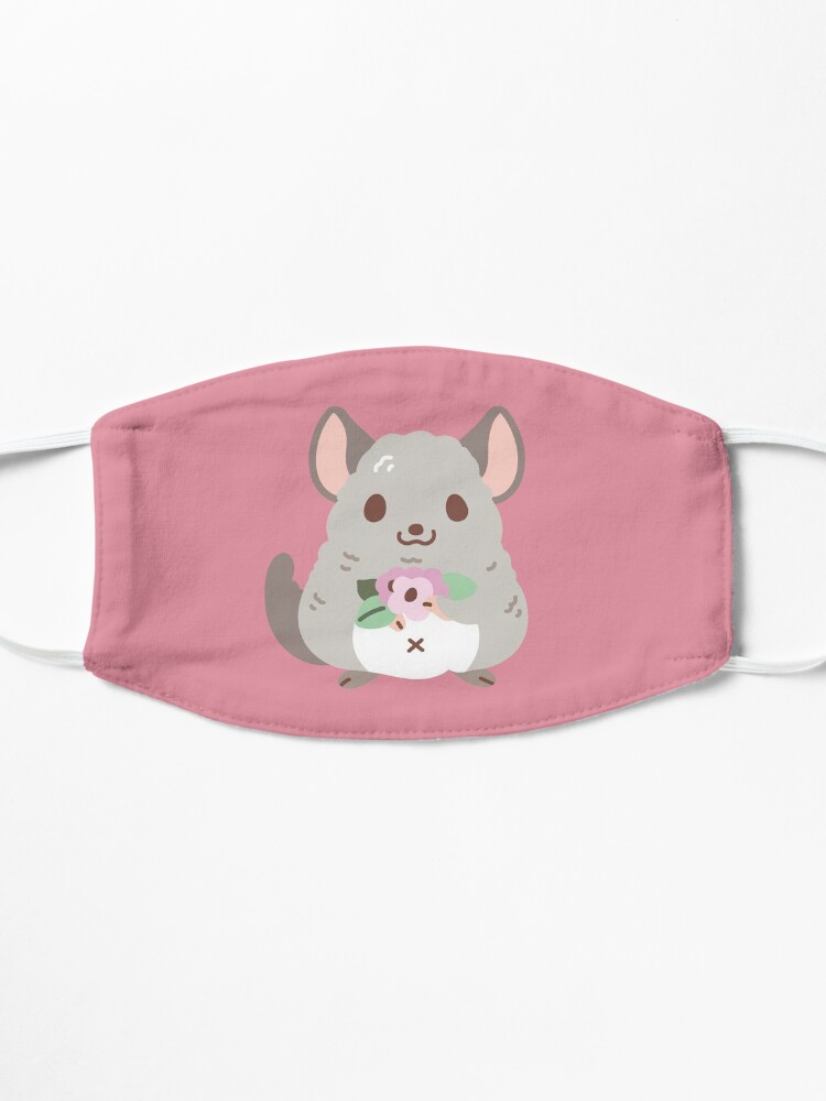 Alternate view of Chinchilla and flowers Pattern Mask