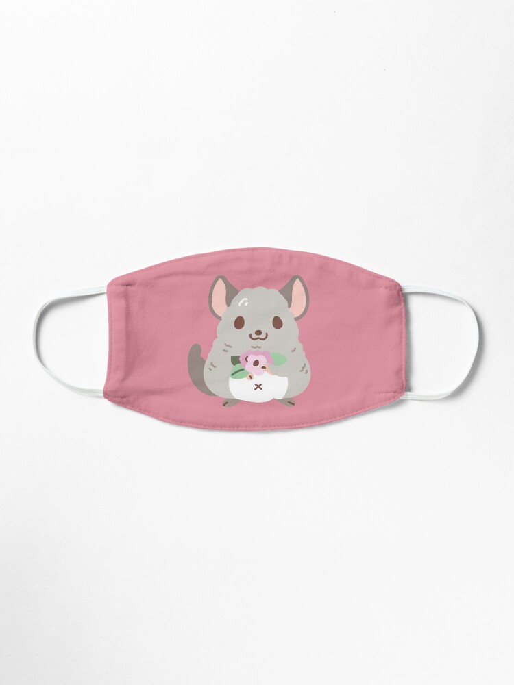 Alternate view of Chinchilla and flowers Pattern Mask