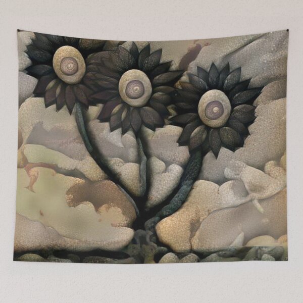 Item preview, STONE FLOWER ARTWORK - NUETRAL SHADES IN BROWNS AND CREAMS AND GREY  designed and sold by Artistree.