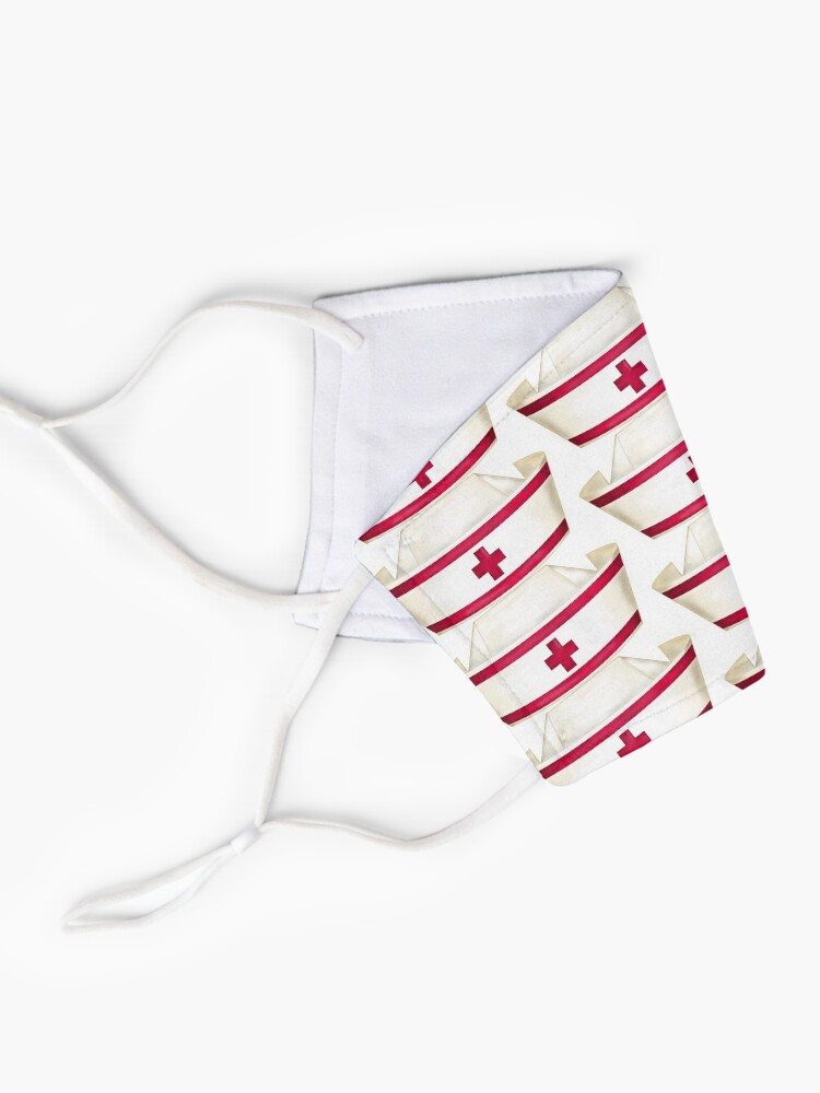Alternate view of Red and White Nursing Mask