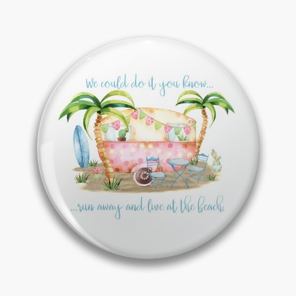 Item preview, Retro Vintage Camper Caravan Beach Scene with quote - "We Could Do It You Know...Run Away and Live at the Beach". designed and sold by ReefCoast.