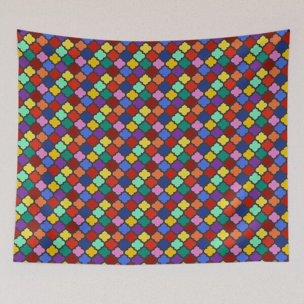 Item preview, Colorful Quatrefoil Lattice Trellis Pattern designed and sold by emkayhess.
