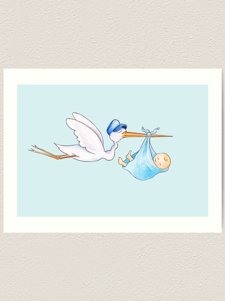 Wall Art Print, Baby boy stork
