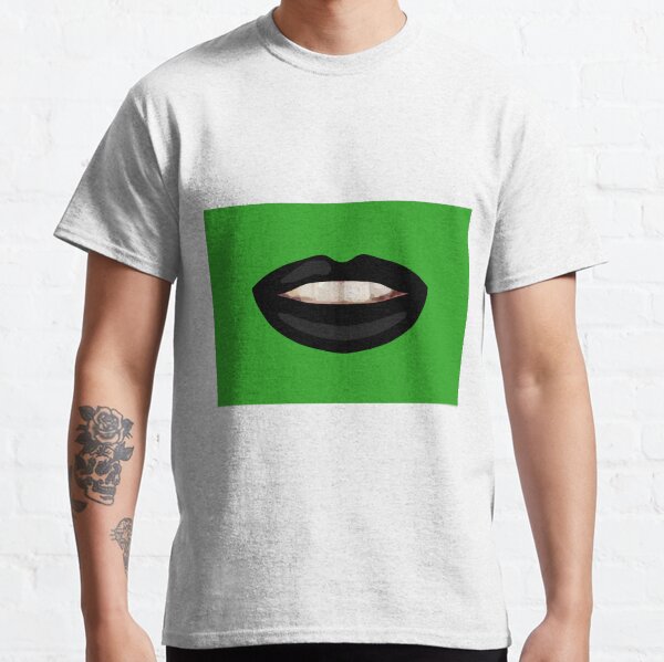 Mouth Teeth Smile Black Lips Green Bg Classic T-Shirt