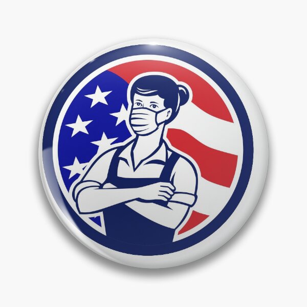 Item preview, Female Supermarket Worker USA Flag Circle Retro designed and sold by patrimonio.