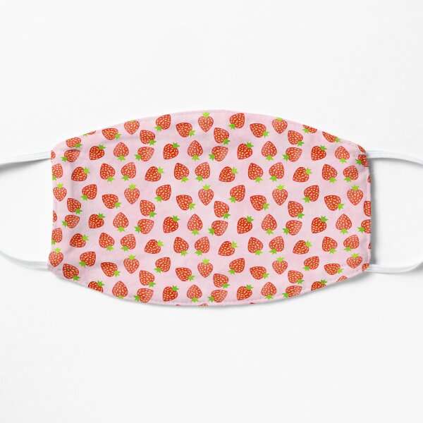 Strawberry Cream Pattern Pretty Pink and Red Flat Mask