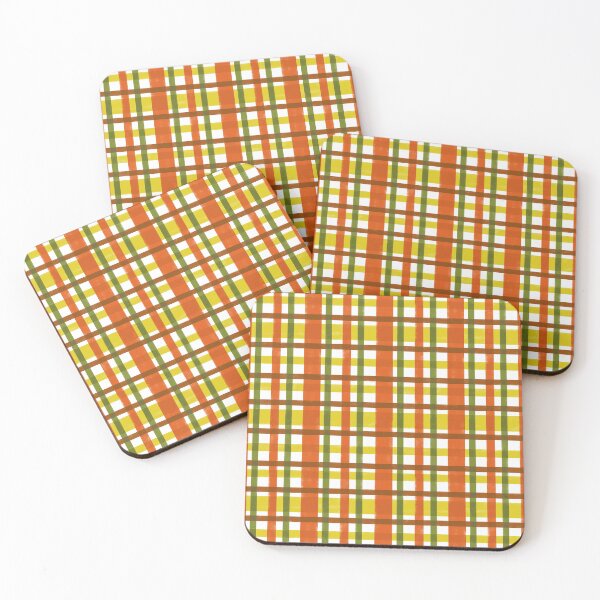 Item preview, Retro 70s Orange Yellow Plaid Pattern designed and sold by emkayhess.