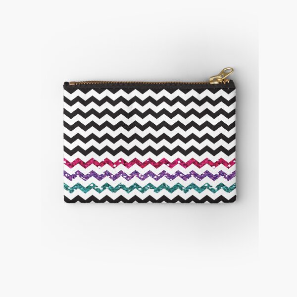 Item preview, Black and White with Pink, Purple, and Turquoise Glitter Look Zig Zag designed and sold by PLLDesigns.