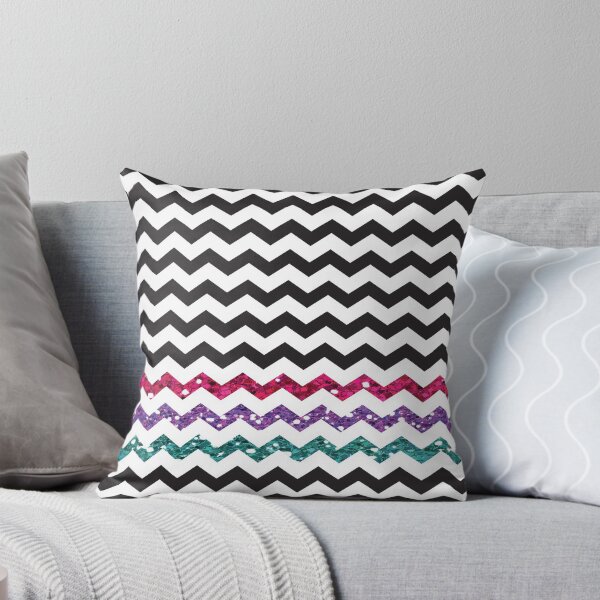 Item preview, Black and White with Pink, Purple, and Turquoise Glitter Look Zig Zag designed and sold by PLLDesigns.