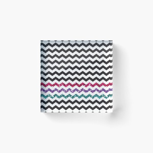Item preview, Black and White with Pink, Purple, and Turquoise Glitter Look Zig Zag designed and sold by PLLDesigns.