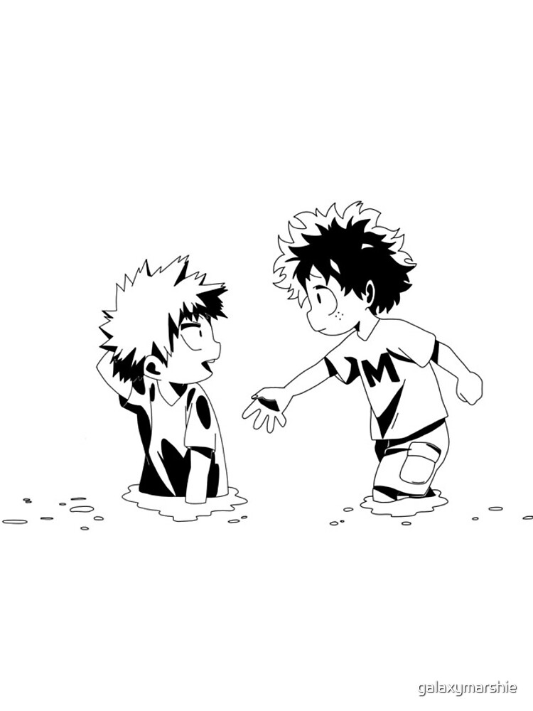 Bakugo and Deku and kids Black and White