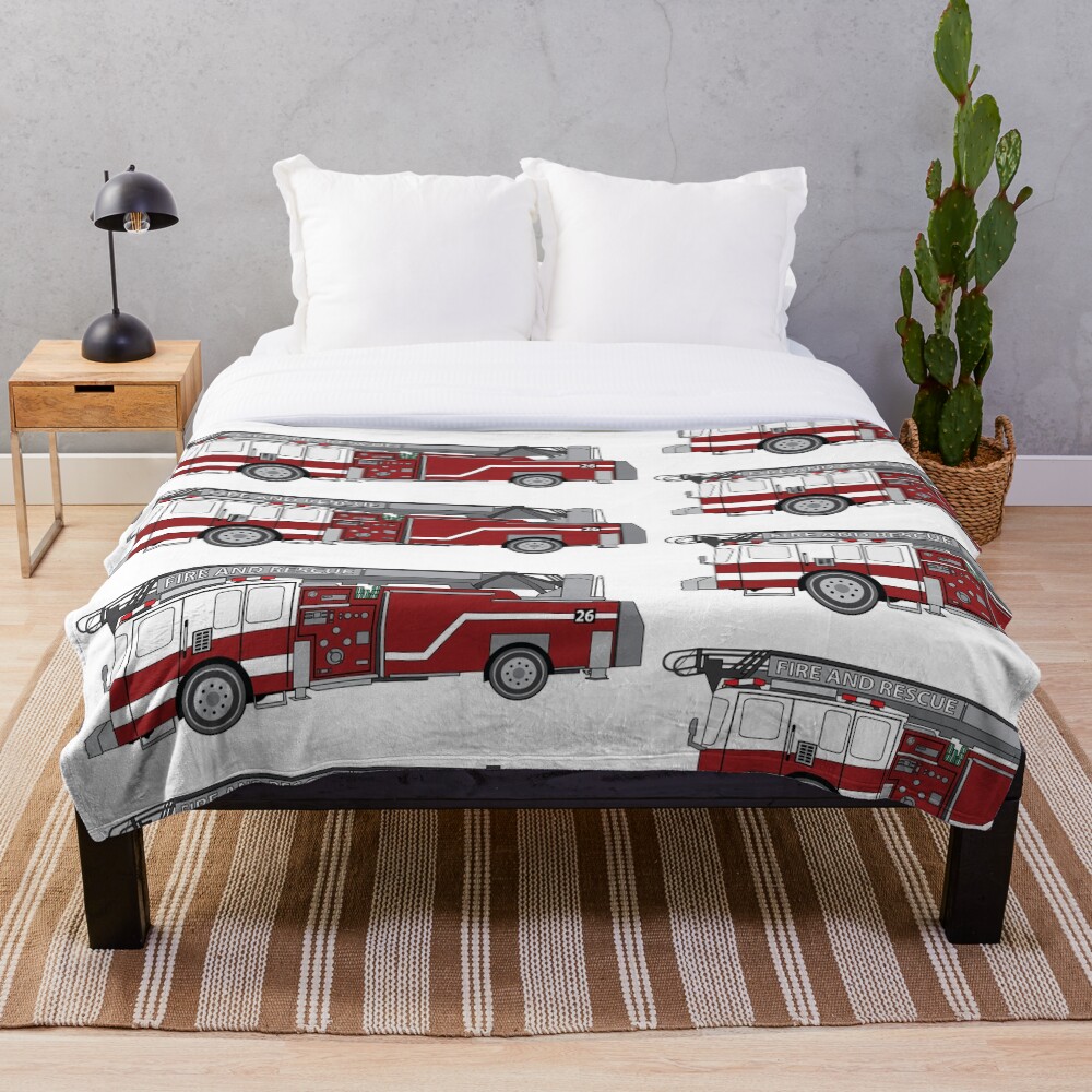 "Fire Truck, Ladder Truck" Throw Blanket for Sale by PLLDesigns Redbubble